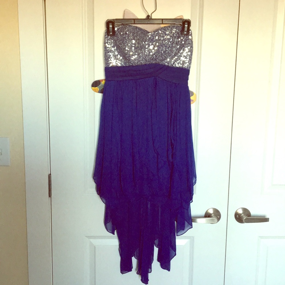 Blue high low homecoming dress